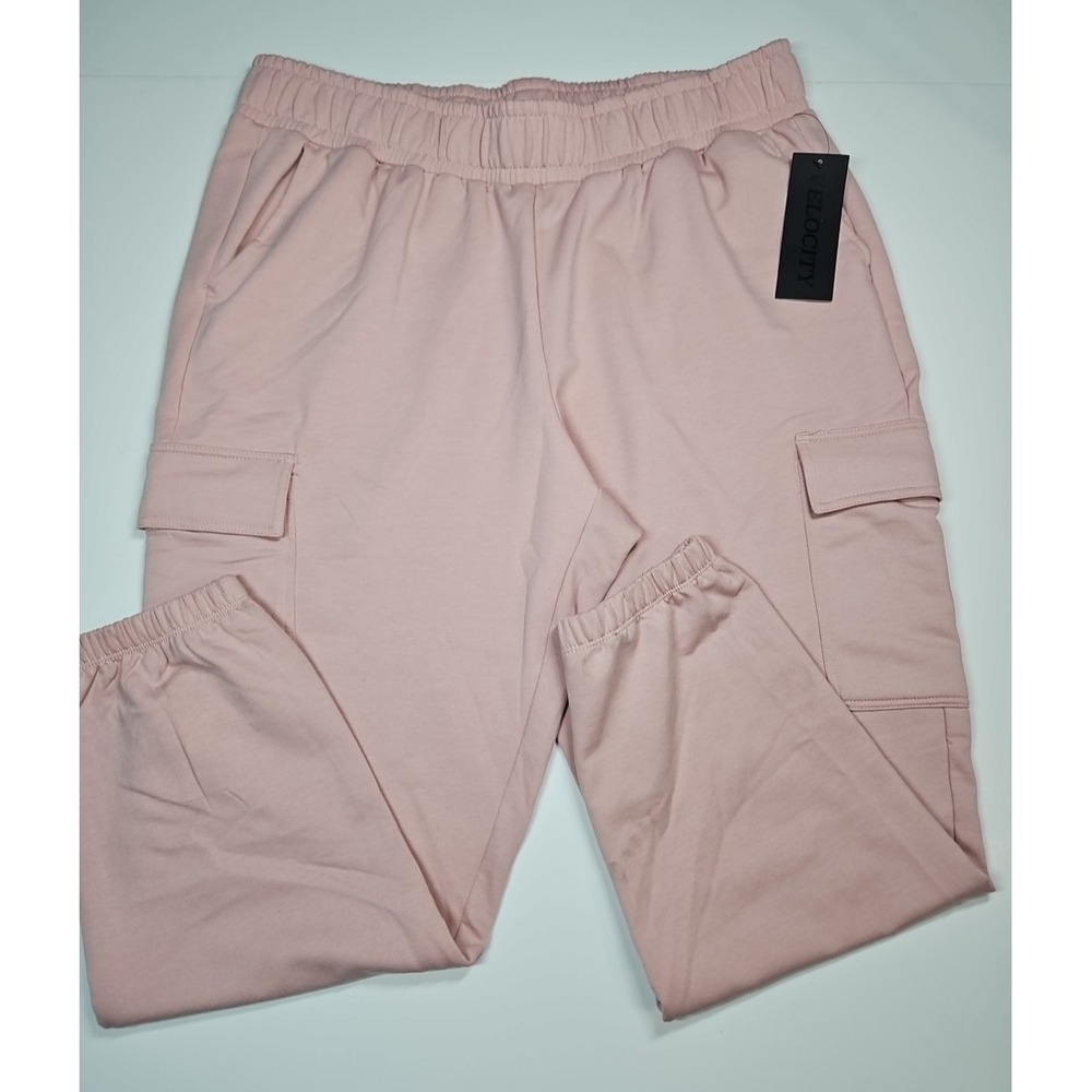 Velocity Womens Pink Jogger Sweatpants Cargo Pocket Size 1X NWT